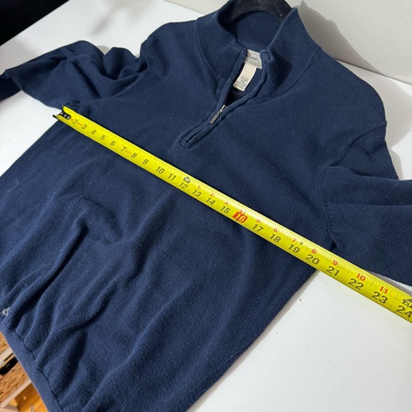 L.L. Bean Men's Deep Blue pull over zip up cashmere blend Sweater - Picture 4 of 5